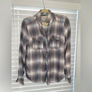 Dusty purple plaid button down